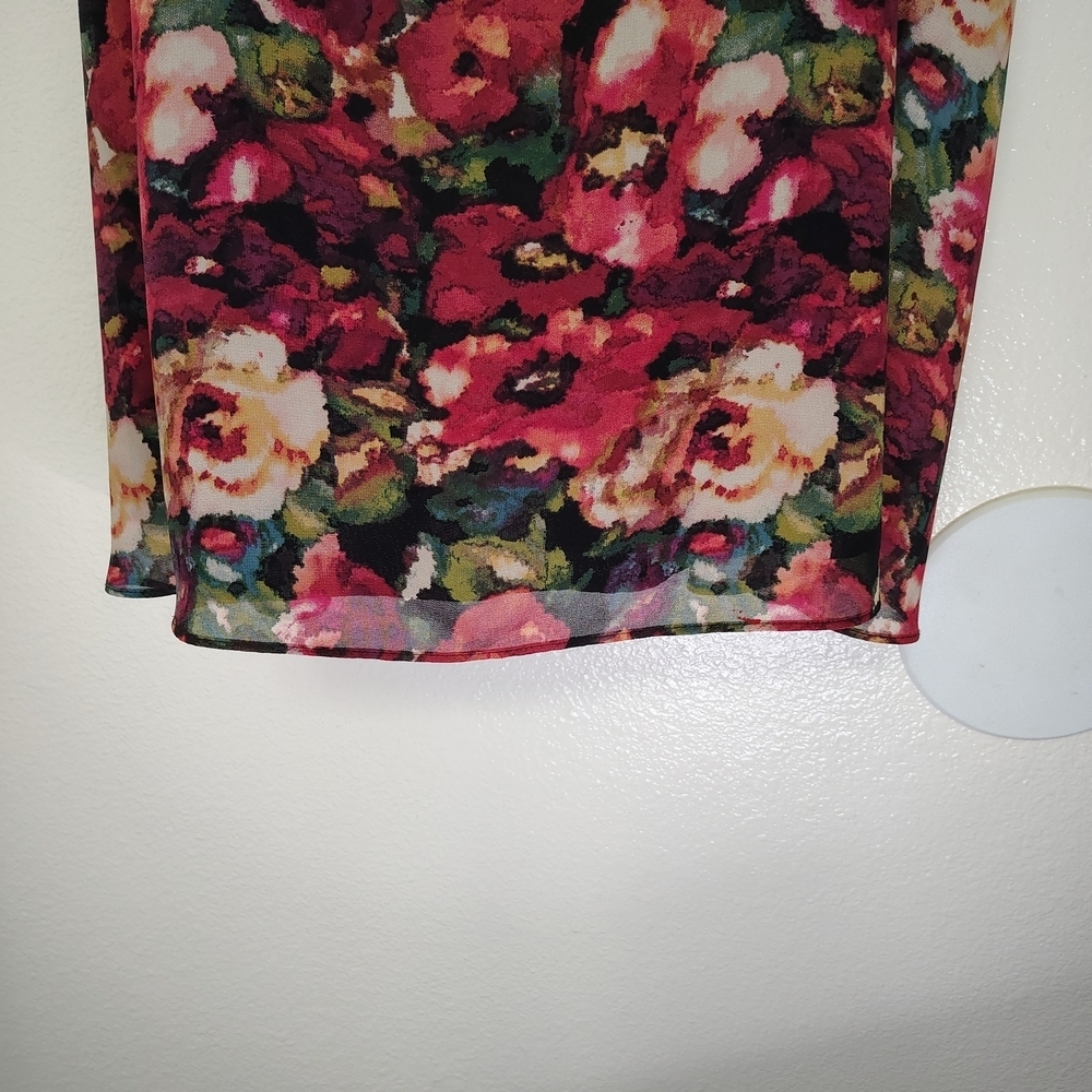 Forever21 openback lattice strappy back camisole floral roses chiffon dress Sz M - Picture 9 of 12